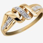 Zakręcona elegancja: Złoty pierścionek z kamieniami