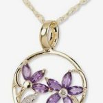 Podpis natury: Złoty naszyjnik z fioletowymi kwiatami