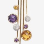 Geometryczny Naszyjnik z Kolorowymi Kamieniami i Złotymi Słupkami