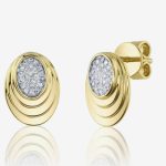 Owalne Złocone Kolczyki z Kaskadowym Wzorem i Cyrkoniami