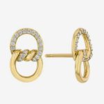 Złote Kolczyki z Przeplatanymi Ogniwami i Cyrkoniami