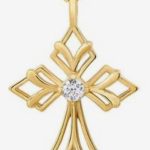 Gold Cross with Central Cubic Zirconia – Victorian Style
